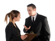 Office managers in a discussion over progress.