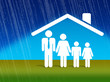 Illustration of a house with a logo denoting security