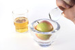 Making delicious apple juice in a mortar