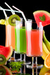 Juice and fresh fruits - organic, health drinks series