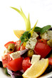 Greek salad on white plate