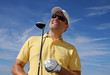 Images : Golfer mit Driver, Golfball und Tee