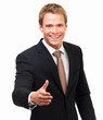 Smiling young Bussinessman,Isolated against white background