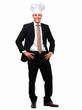 Businessman in a chef's hat against isolated white background