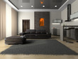 View on the modern room 3D rendering