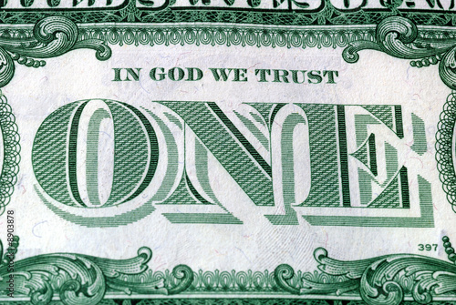 Photo: In God We Trust Motto s on the reverse of a US Dollar Bill In God We Trust Motto s on the reverse of a US Dollar Bill