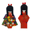 Two origami geishas isolated on white
