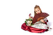 young girl as princess on white background
