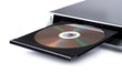 DVD player with open disc tray isolated on white