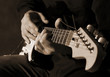 Musician playing electric guitar