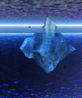 Full Floating Iceberg in the Open Ocean with Freighter Full Floating Iceberg in the Open Ocean with Freighter