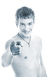 Handsome young man. Toned in blue