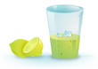 Fresh fruit lemon or lime and glass of juice