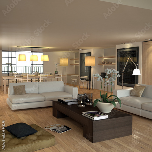 Illustration: Beige contemporary interior Beige contemporary interior