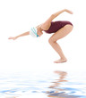 bright picture of swimmer woman over white