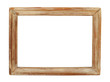 Old wooden picture frame isolated on white.