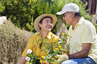 Photo: Portrait of senior Italian couple in garden Portrait of senior Italian couple in garden