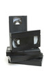 Group of video cassette tapes on white background