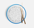 Rice in plate, japanese dish with sticks