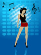 Attractive female Dance With Music Notes & Reflection