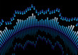domed blue and black graph equalizer reflected in the base