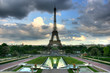 Eiffel tower over stormy seen from Trocadero terrace. HDR image. Eiffel tower over stormy seen from Trocadero terrace. HDR image.