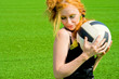 Beautyful model keeping sport ball