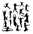 Large set of vector jumping silhouettes Large set of vector jumping silhouettes
