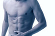 male torso isolated on white, cross-processed