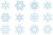 12 Schneeflocken, hellblaugrau transparent