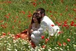 mohnblumen mit hochzeitspaar