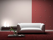 Interior of the modern room with red wall 3D Interior of the modern room with red wall 3D
