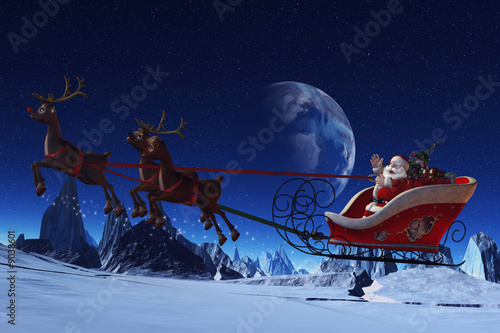 Illustration: Santa Claus und seine Rentiere Santa Claus und seine Rentiere