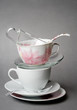 Stack of cups and saucers