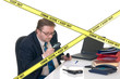 CSI investigator researching office crime scene