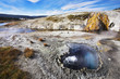 Picturesque hot azure small lake in Yellowstone park