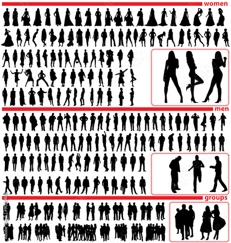 people silhouettes. hundreds of people silhouettes