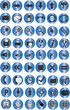 54 blue buttons with icons for website