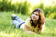 Pretty smiling girl relaxing outdoor Pretty smiling girl relaxing outdoor