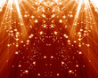 party light with some sparkles around it on a red background