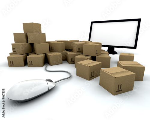 3D render depicting online shopping 3D render depicting online shopping