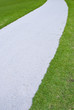Green grass and white road.