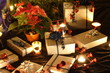 Christmas presents and candles under the tree Christmas presents and candles under the tree