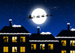 Santa Claus in the Christmas night and happy families