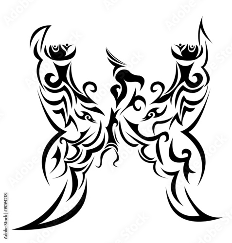 swirl tattoo designs. Tribal Bird/Phoenix Tattoo