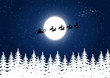 Santa Claus flying in the Christmas night Santa Claus flying in the Christmas night
