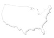 USA Map 3d  white