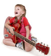 little girl with red guitar