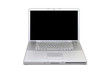 Silver laptop computer isolated on a white studio background