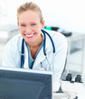 Young female doctor working in laboratory